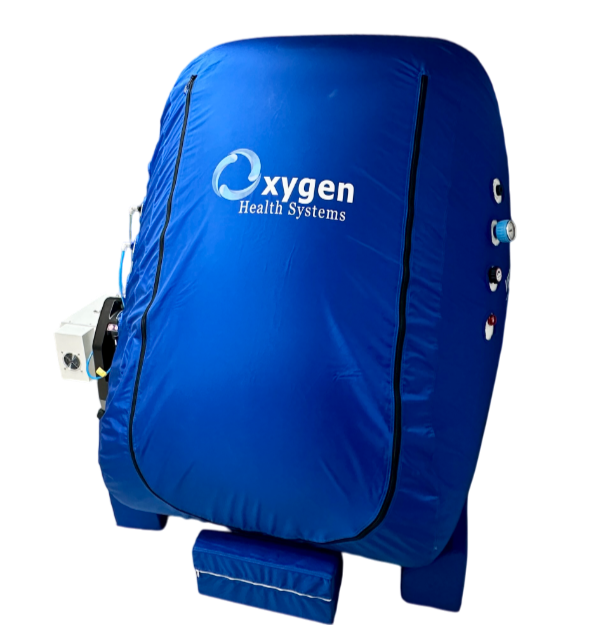 View of the pressurized hyperbaric oxygen chamber with seating
